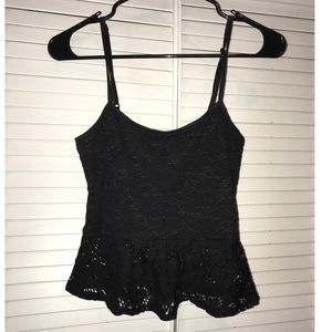 Wet Seal Black Lace Peplum Tank Top